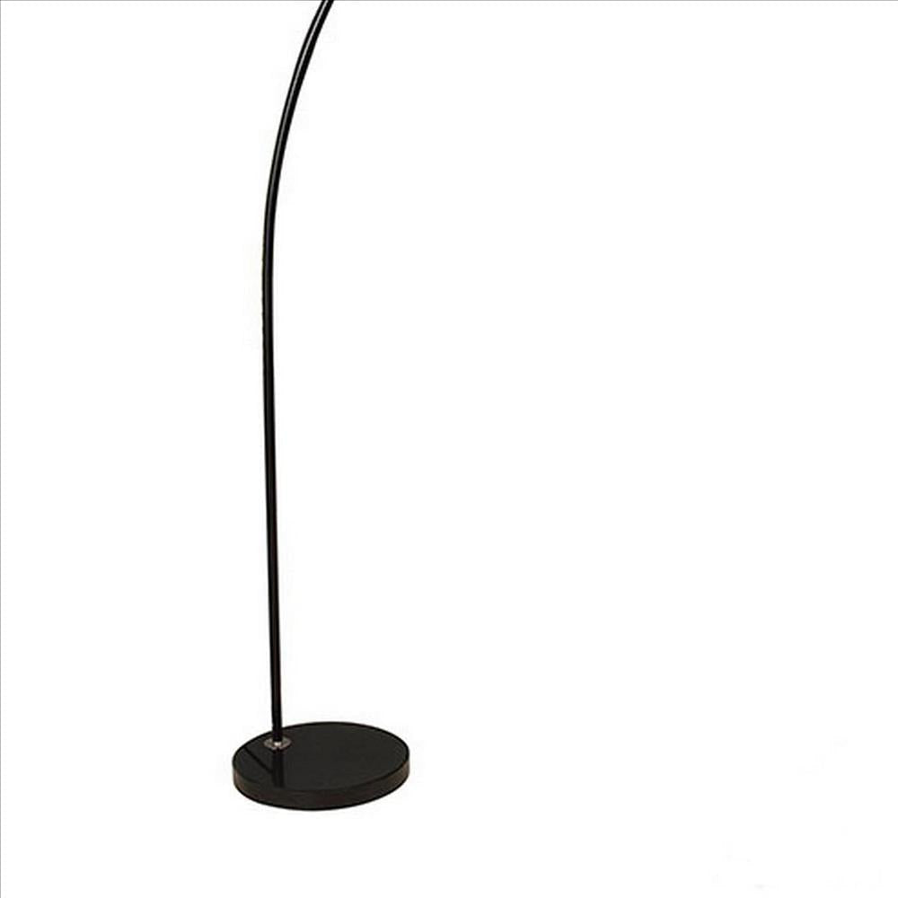 Floor Lamp with Arched Extendable Neck and Marble Base Black By Casagear Home BM241950