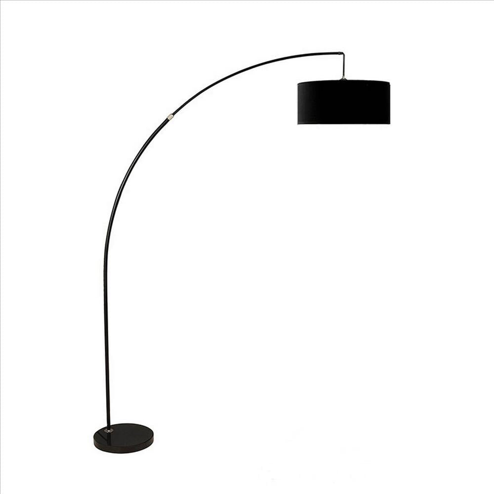 Floor Lamp with Arched Extendable Neck and Marble Base, Black By Casagear Home