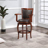 360-Degree Swivel Barstool, Sleek Rolled Arms, Nailhead Accents, Brown By Casagear Home