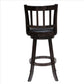 Swivel Bar Stool with Curved Vertically Slatted Back Dark Brown By Casagear Home BM241954