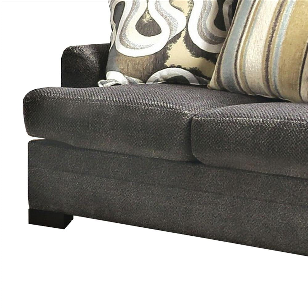 Loveseat with Fabric Upholstery and Accent Pillows Gray By Casagear Home BM241979