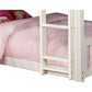 Twin Over Twin Bunk Bed with Slatted Design and Attached Ladder White By Casagear Home BM241990