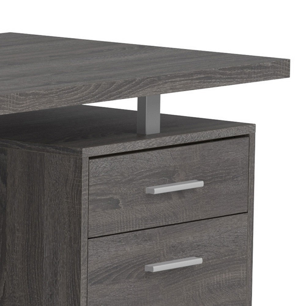 Wooden Office Desk with 1 Drawer and 1 Door Cabinet Gray By Casagear Home BM242025