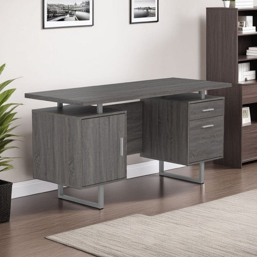 Reign Office Desk | 1 Drawer | 1 Door Cabinet | Gray
