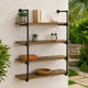 Milo Wall Shelf | 4 Tier | Pipe Frame | Brown