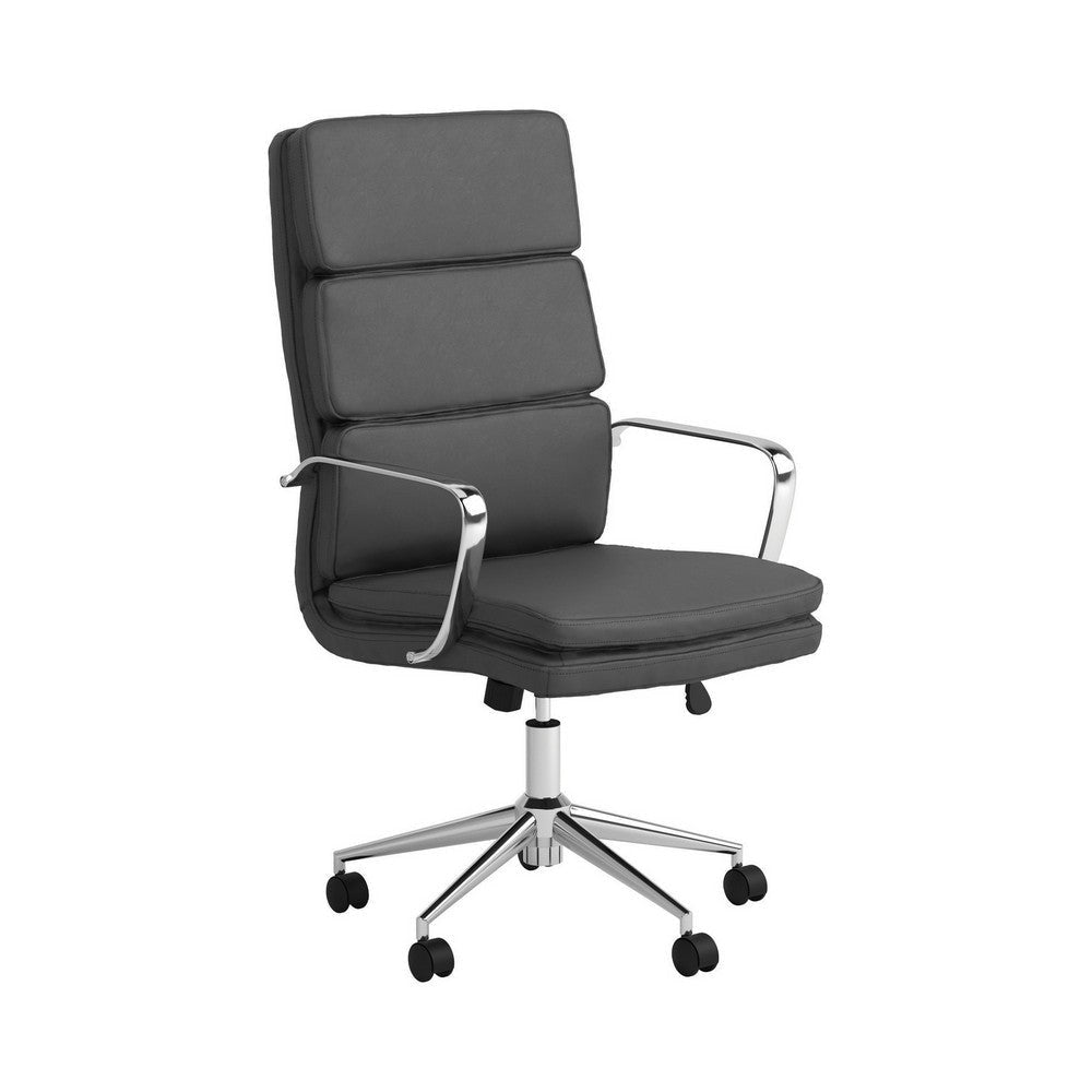 Padded Panel Back Office Chair with Horizontal Stitching, Gray
