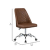 Leatherette Office Chair with Sloped Back and Diamond Stitching, Brown By Casagear Home