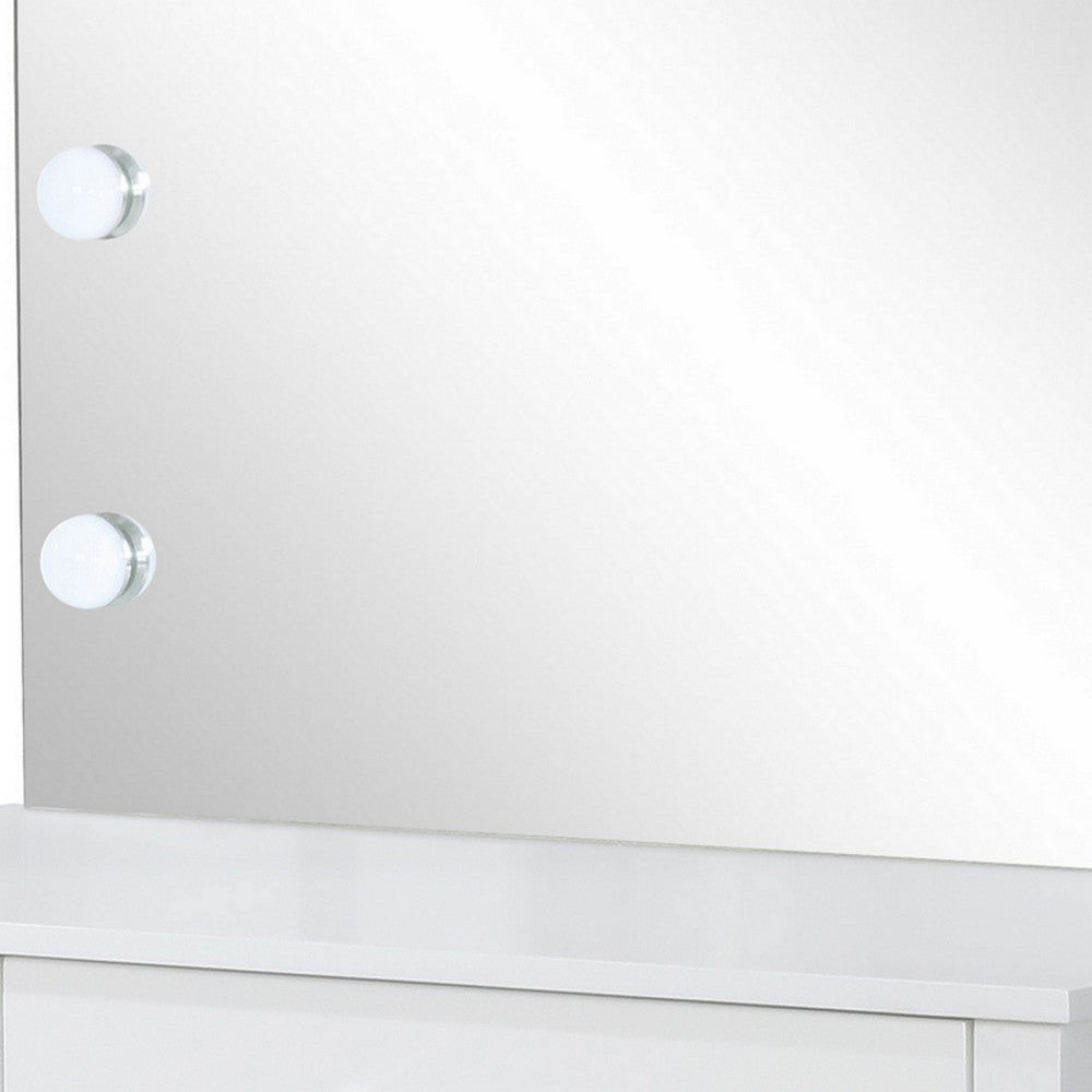 Vanity Set with 9 LED Bulbs and Tapered Block Legs White By Casagear Home BM242045