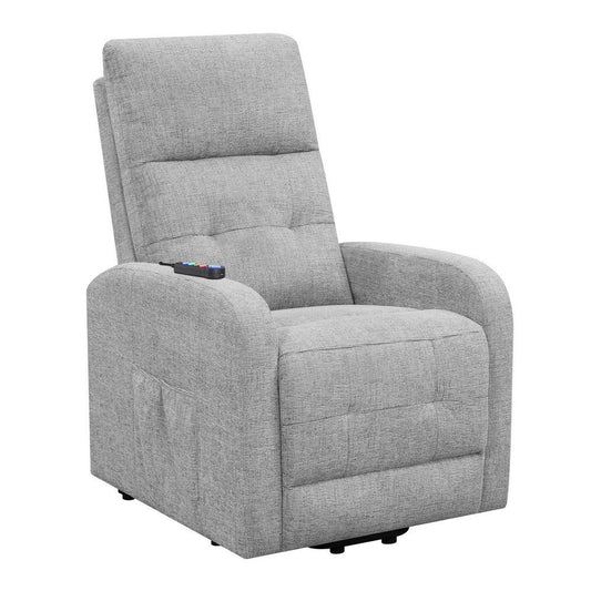 Fabric Power Lift Massage Chair with Tufted Stitched Accent, Gray