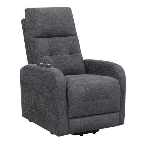 Fabric Power Lift Massage Chair with Tufted Stitched Accent, Dark Gray