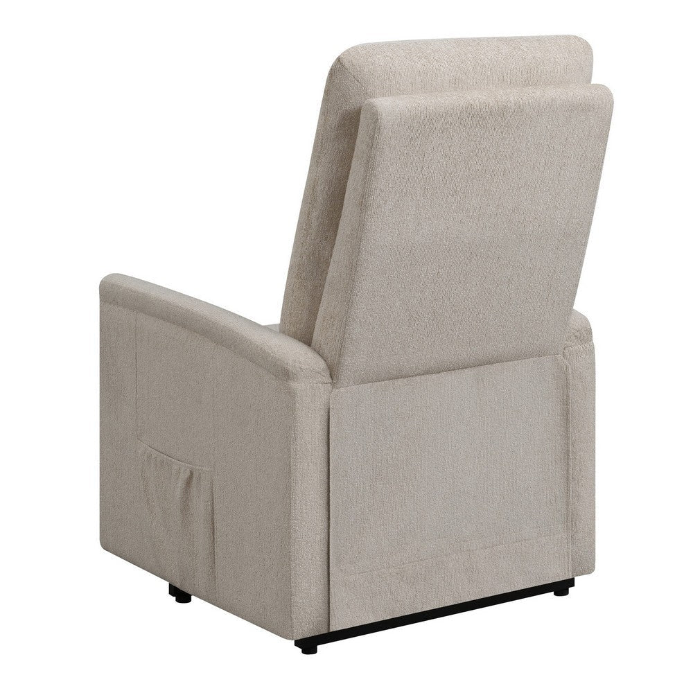 Fabric Power Lift Massage Chair with Tufted Stitched Accent Beige