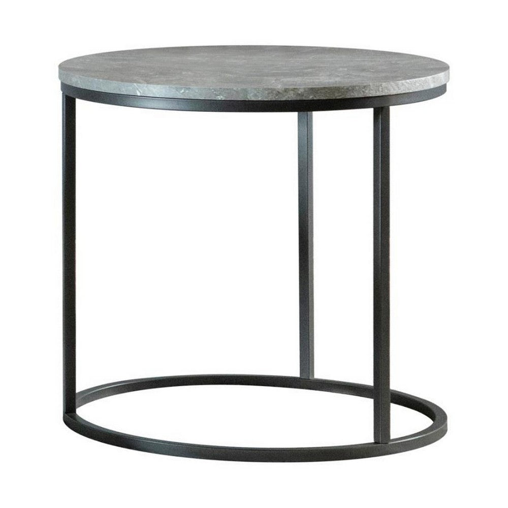 Soren End Table | Faux Marble Top | 22" | Gray