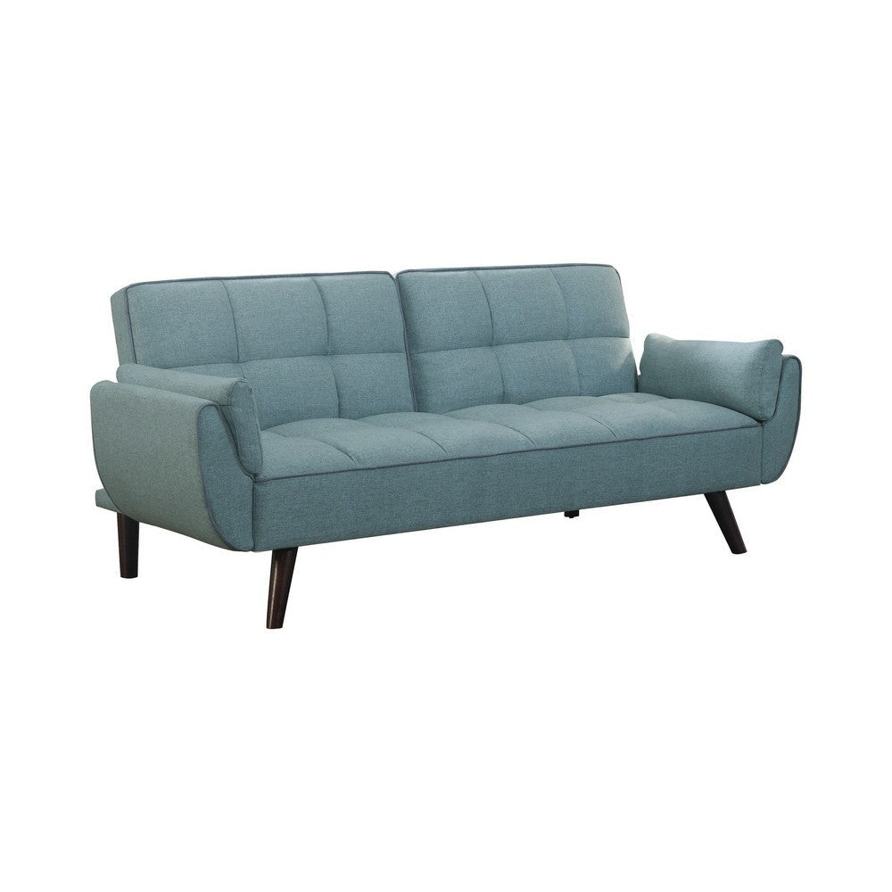 Tufted Stitching Fabric Sofa Bed with Splayed Legs, Blue By Casagear Home