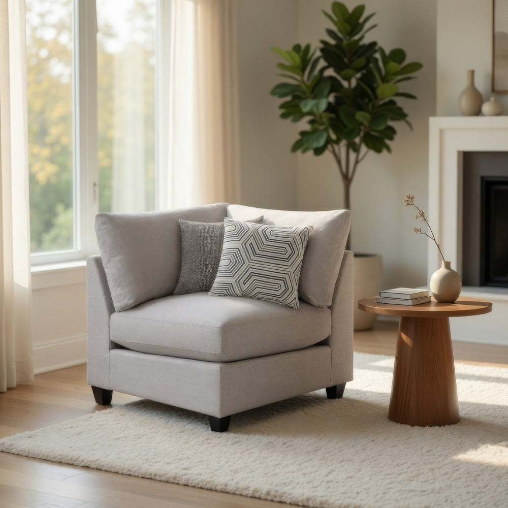 Kai Corner Seat | Cushioned | Tapered Legs | Gray