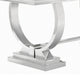 Dining Table with Glass Top and Trestle Base Black and Chrome BM242094