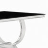 Dining Table with Glass Top and Trestle Base Black and Chrome BM242094