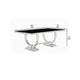 Dining Table with Glass Top and Trestle Base Black and Chrome BM242094