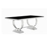 Dining Table with Glass Top and Trestle Base Black and Chrome BM242094