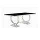 Dining Table with Glass Top and Trestle Base Black and Chrome BM242094