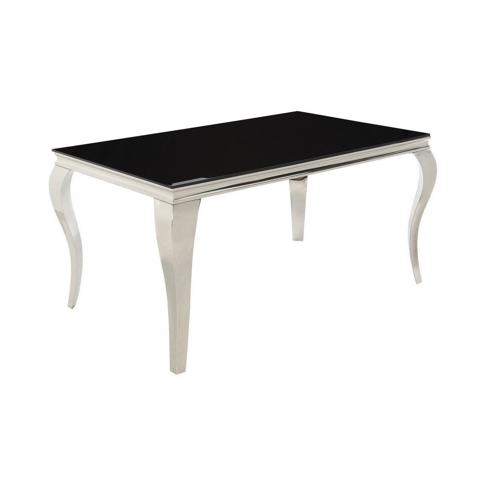 Milo Dining Table | Glass Top | Metal Legs | Black | Chrome
