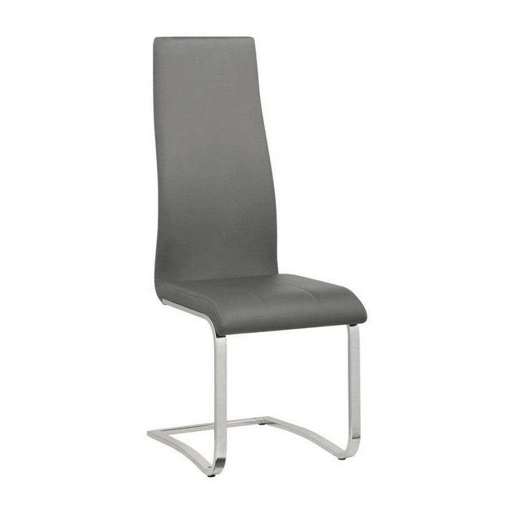 Leatherette Dining Chair with Breuer Style, Set of 4, Gray By Casagear Home