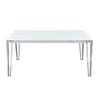 Dining Table with Glass Top and Metal Legs White and Chrome