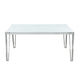 Dining Table with Glass Top and Metal Legs White and Chrome