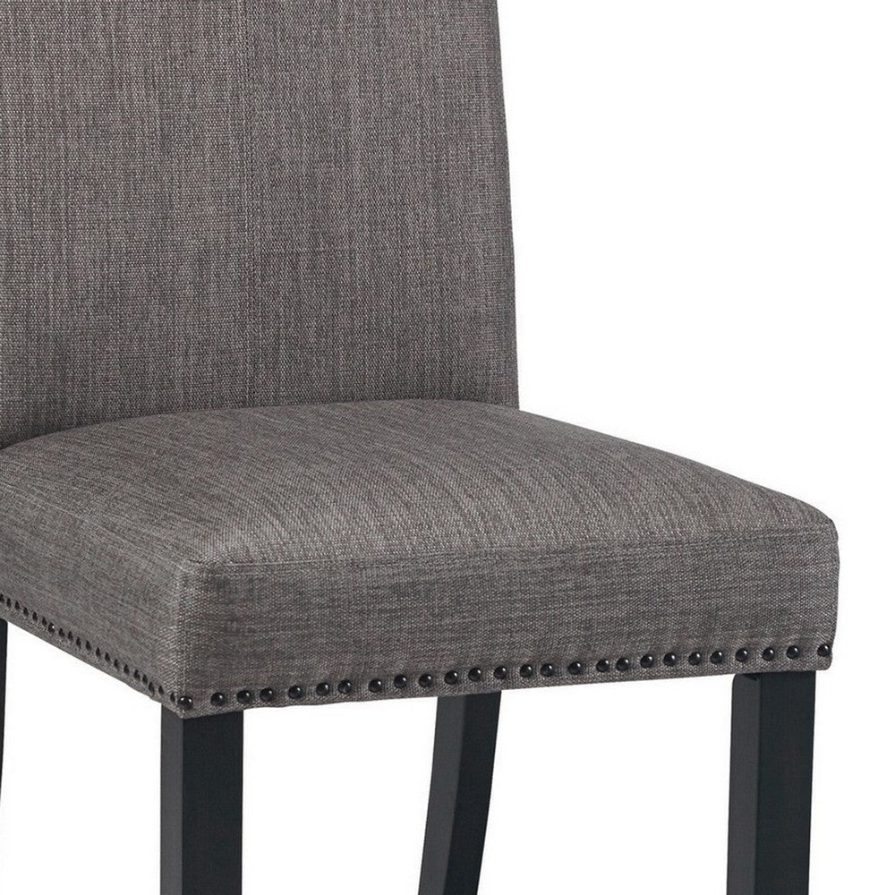 Dining Chair with Nailhead Trim and Fabric Seat, Set of 2, Gray By Casagear Home