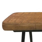 Bench with Tufted Leatherette Seat and Metal Legs, Brown By Casagear Home