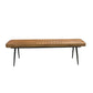 Bench with Tufted Leatherette Seat and Metal Legs, Brown By Casagear Home