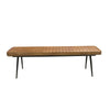 Bench with Tufted Leatherette Seat and Metal Legs, Brown By Casagear Home