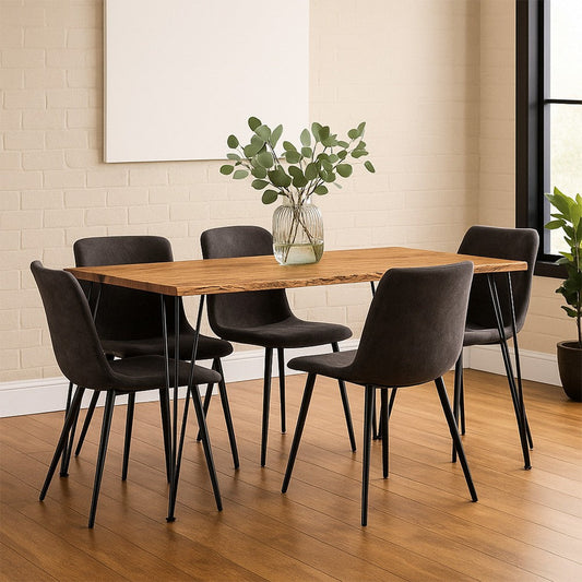 Arlo Dining Table | Live Edge | Metal Legs | Brown