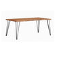 Wooden Dining Table with Live Edge Details and Metal Legs, Brown By Casagear Home