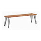 Wooden Dining Bench with Live Edge Details and Metal Legs, Brown By Casagear Home