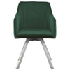 Metal Swivel Dining Chair with Channel Tufted Seat, Green