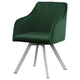 Metal Swivel Dining Chair with Channel Tufted Seat, Green
