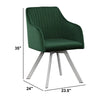 Metal Swivel Dining Chair with Channel Tufted Seat, Green