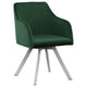 Metal Swivel Dining Chair with Channel Tufted Seat, Green