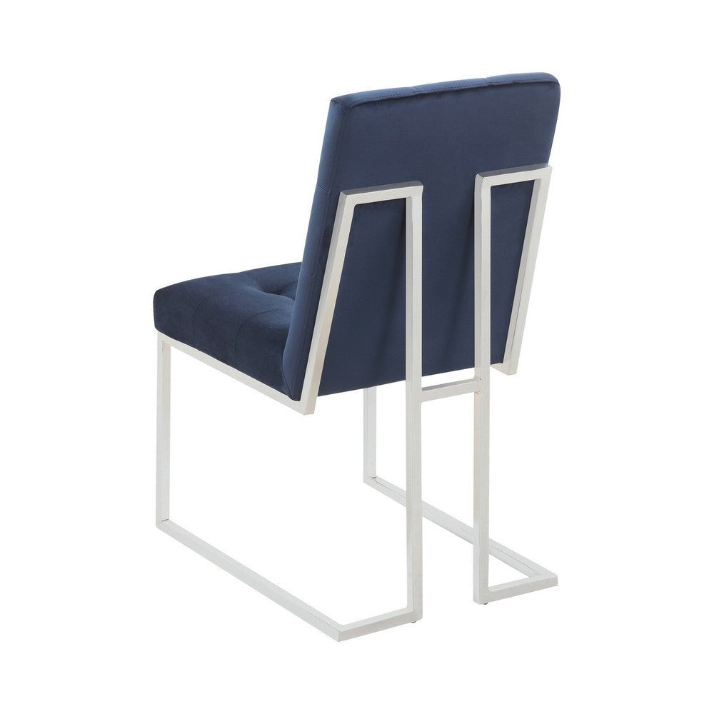 Dining Chair with Fabric Seat and Metal Legs Set of 2 Blue By Casagear Home BM242110