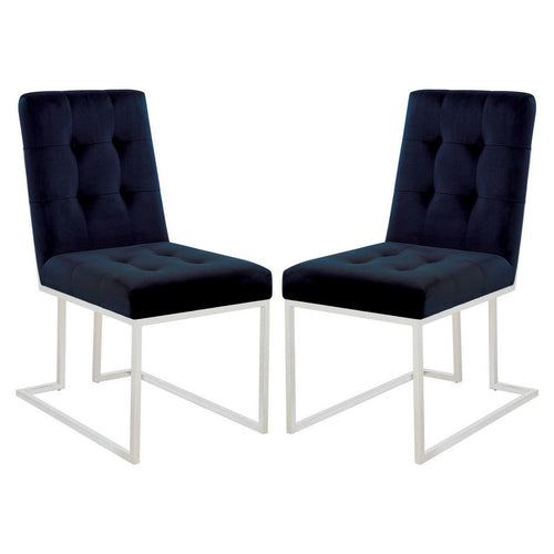 Reid Dining Chair | Fabric Seat | Metal Legs | Set of 2 | Blue