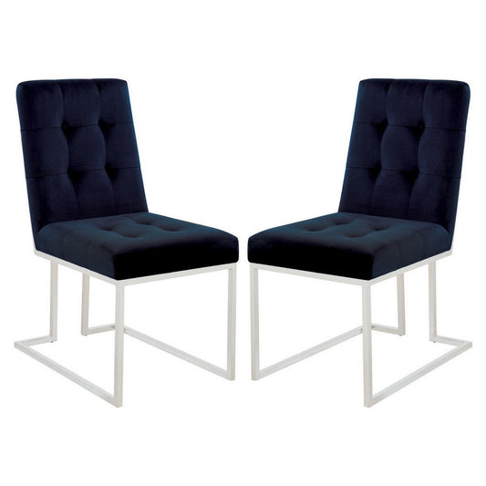 Reid Dining Chair | Fabric Seat | Metal Legs | Set of 2 | Blue