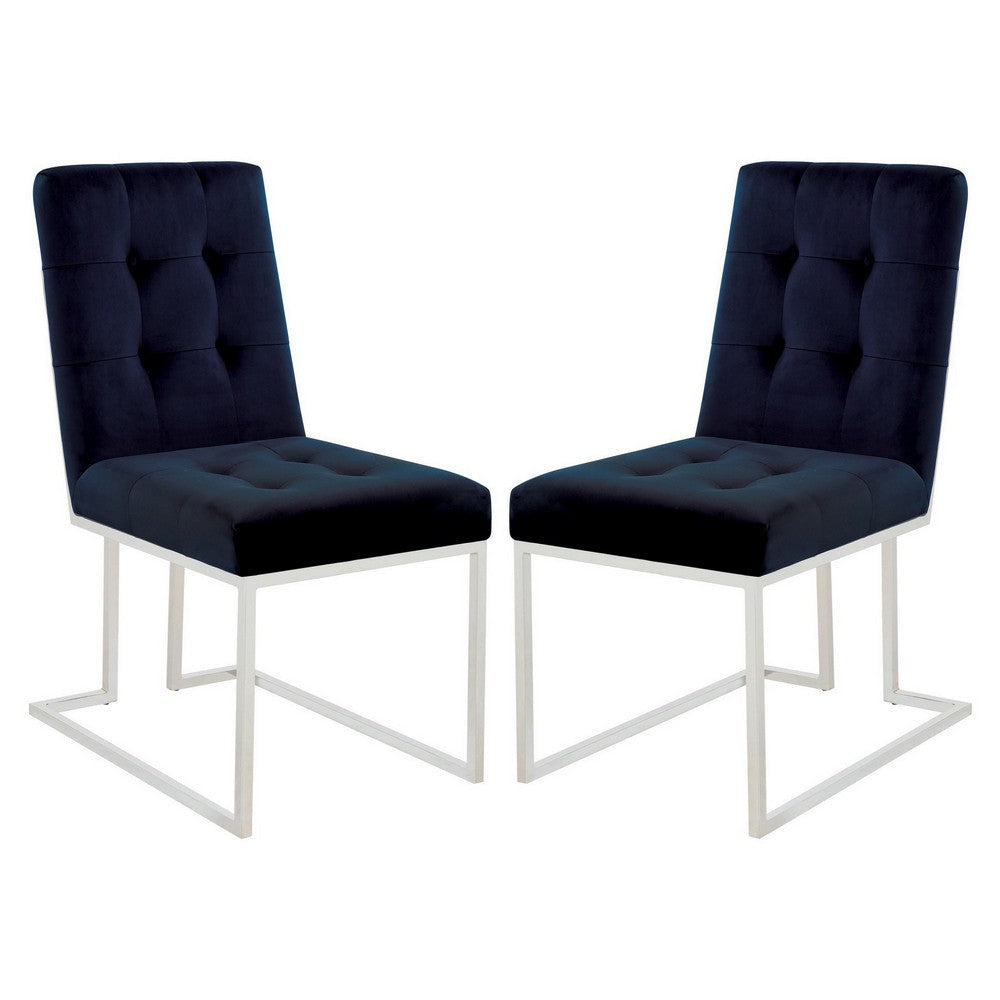 Reid Dining Chair | Fabric Seat | Metal Legs | Set of 2 | Blue