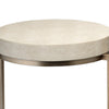 Metal Side Table with Round Top and Bottom, White and Gold By Casagear Home