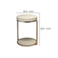 Metal Side Table with Round Top and Bottom, White and Gold By Casagear Home