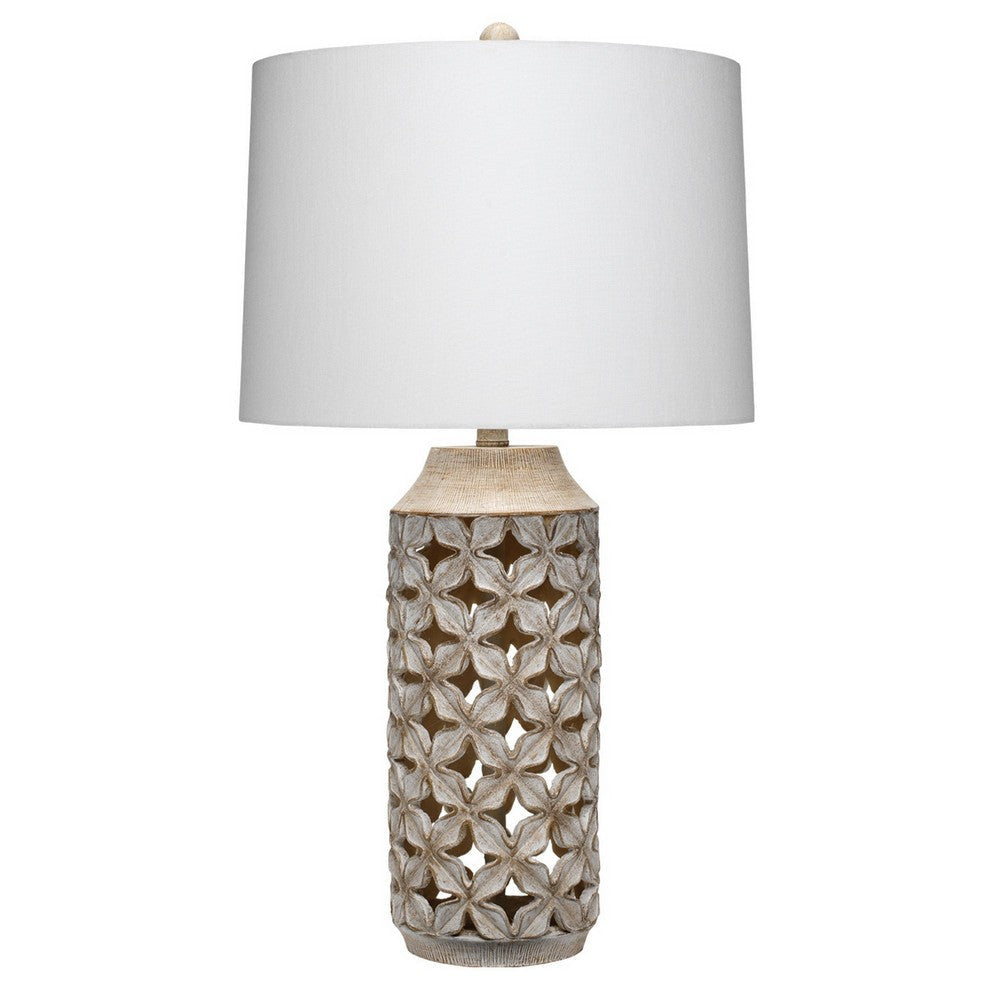 Nova Table Lamp | Resin | Geometric Cutouts | White | Gray