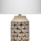 Resin Table Lamp with Geometric Cutouts, White and Gray By Casagear Home