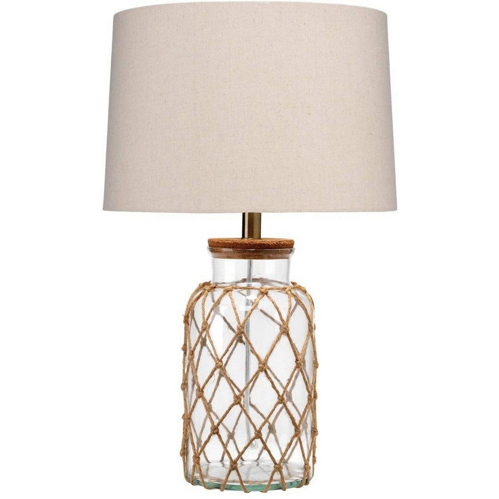 Ariel Table Lamp | Jute Glass Design | Clear | Brown