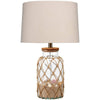 Glass Table Lamp with Jute Wrapped Design, Clear and Brown By Casagear Home