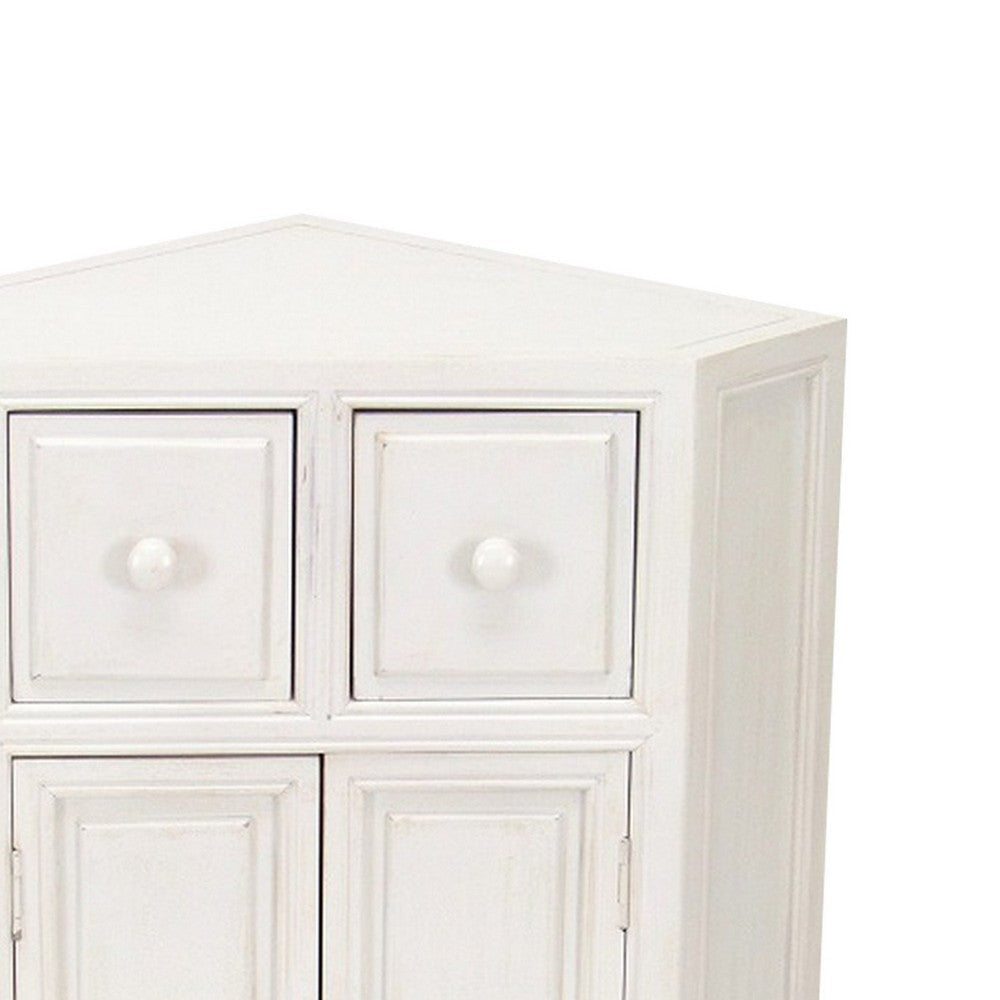 Wooden Corner Cabinet with 2 Drawers and 2 Doors White BM242185