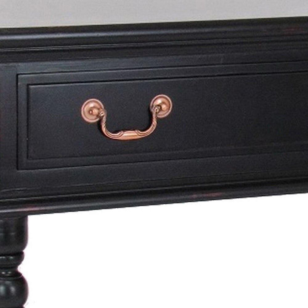 Wooden Sideboard with 1 Drawer and Turned Legs Black By Casagear Home BM242189